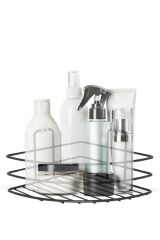KanguruMarkt® Kendiliğinden Yapışkanlı Montaj Gerektirmeyen Tek Katlı Banyo Askı Köşe Şampuanlık Siyah