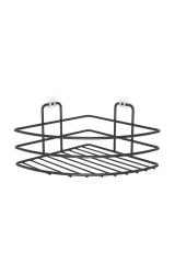 KanguruMarkt® Kendiliğinden Yapışkanlı Montaj Gerektirmeyen Tek Katlı Banyo Askı Köşe Şampuanlık Siyah