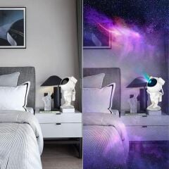 KanguruMarkt® Uzaktan Kumandalı ve Zamanlayıcılı Farklı Renk Işık Modlu Astronot Projektör Gece Lambası