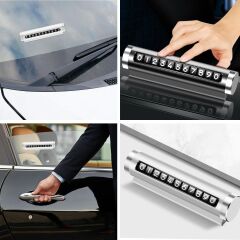 KanguruMarkt® Alüminyum Kasa Gri Renk Çevirmeli Araç Içi Telefon Numaratörü Park Oto Numaratörü