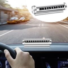 KanguruMarkt® Alüminyum Kasa Gri Renk Çevirmeli Araç Içi Telefon Numaratörü Park Oto Numaratörü