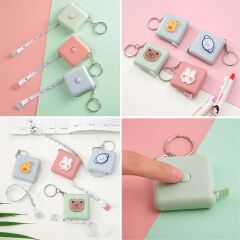 Sevimli Yumuşak Stickerli  Pratik Taşınabilir Çanta Boy Anahtarlıklı Mezura