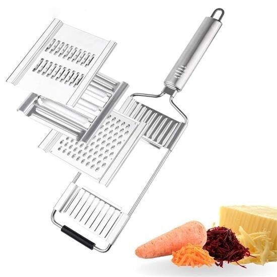 KanguruMarkt® Ayarlanabilir 3 Farklı Başlıklı Tutmalı Sebze Dilimleyici Peynir Rendeleyici Aparat