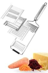 KanguruMarkt® Ayarlanabilir 3 Farklı Başlıklı Tutmalı Sebze Dilimleyici Peynir Rendeleyici Aparat