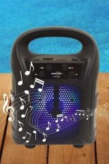 KanguruMarkt® Tutmalı Mini Hoparlör Işıklı Taşınabilir Bluetooth Wireless Radyolu Sd Kart ve USB Girişli Hoparlör