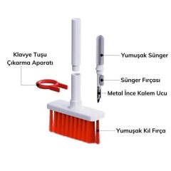 KanguruMarkt® Çok Amaçlı Kırmızı Hassas Fırça Başlıklı  Bilgisayar Laptop Temizleme Fırçası