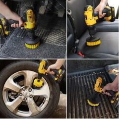 KanguruMarkt® 3lü Matkap Ucu Banyo Küvet Duşakabin Araba Tekerliği Koltuk Yıkama Temizleme Fırçası Seti