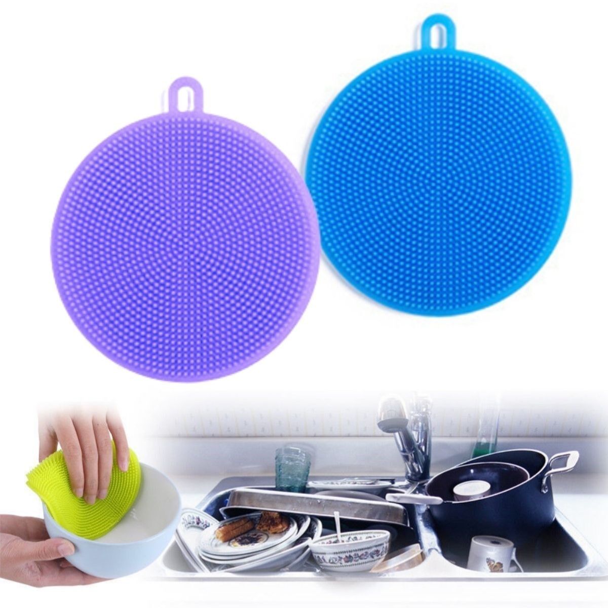 KanguruMarkt® 2'li Kir Tutmaz Tırtıklı Yüzey Bulaşık Yıkama Pedi