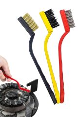 KanguruMarkt®  3 lü Detaylı Temizlik Bakır,Demir ve Sert Plastik Tel Fırça