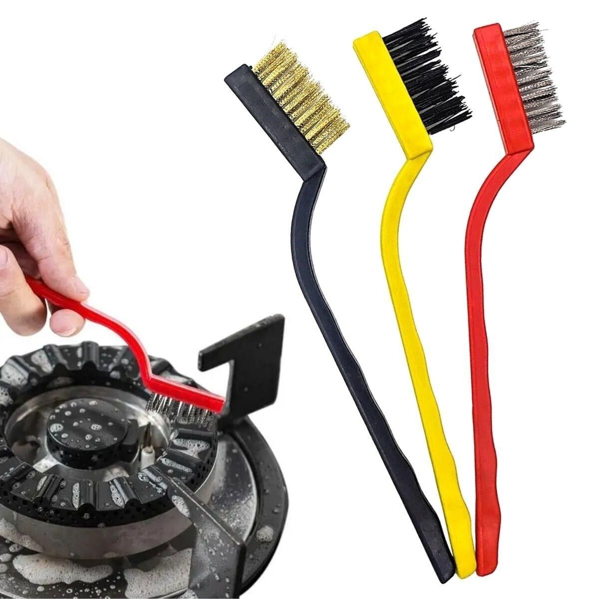 KanguruMarkt®  3 lü Detaylı Temizlik Bakır,Demir ve Sert Plastik Tel Fırça