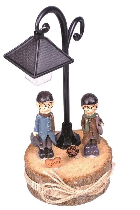 KanguruMarkt® Hediyelik Işıklı Ahşap Biblo Romantik Hediye Biblo Süs Eşyası