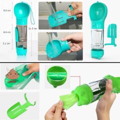 KanguruMarkt® Taşınabilir Hazneli Mama Kaplı ,Kaka Poşetli Kedi,Köpek Suluğu-300ml