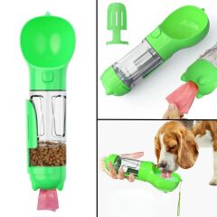 KanguruMarkt® Taşınabilir Hazneli Mama Kaplı ,Kaka Poşetli Kedi,Köpek Suluğu-300ml
