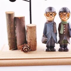 KanguruMarkt® Pilli Işıklı Romantik Çift Tema Büyük Boy Dekoratif Ahşap Biblo