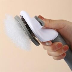 Tüy Toplayıcı Kendini Temizleyebilen Evcil Hayvan Tarağı Gri