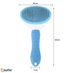 KanguruMarkt® Kedi Köpek Tüy Toplayıcı Kendini Temizleyebilen Ergonomik Saplı Evcil Hayvan Tarağı Mavi