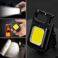 KanguruMarkt® Anahtarlıklı, Açacaklı,Güçlü Mıknatıslı 3 Farklı Led Modlu Mini Boy Asılabilen Led Kamp Aydınlatması,El Feneri