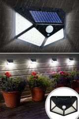 KanguruMarkt® 100 Ledli 3 Farklı Aydınlatma Ayarlı Solar Güneş Enerjili Hareket Sensörlü Bahçe Duvar Lambası
