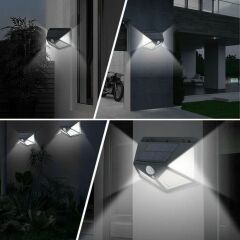 KanguruMarkt® 100 Ledli 3 Farklı Aydınlatma Ayarlı Solar Güneş Enerjili Hareket Sensörlü Bahçe Duvar Lambası