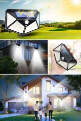 KanguruMarkt® 100 Ledli 3 Farklı Aydınlatma Ayarlı Solar Güneş Enerjili Hareket Sensörlü Bahçe Duvar Lambası