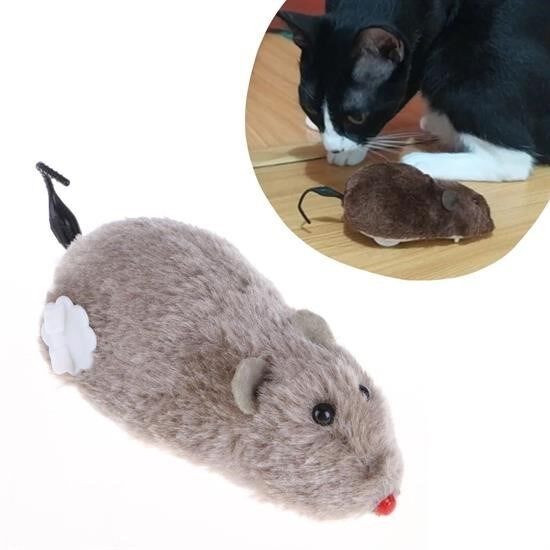 KanguruMarkt® Kurmalı Kedi Eğitim Oyuncağı Tüylü Peluş Fare Yakalama İnteraktif Sevimli Eğlenceli Oyuncak