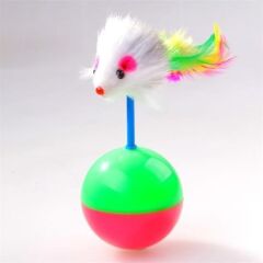 Tüylü Fareli Hacı Yatmaz Eğitici Yavru Kedi Fare Kovalama Oyuncağı