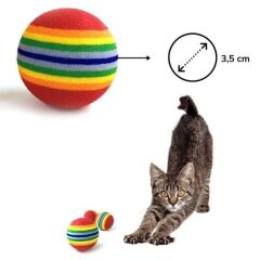KanguruMarkt® 3lü Gökkuşağı Sünger Kedi Köpek Çiğneme Oyun Topu 4,2 cm