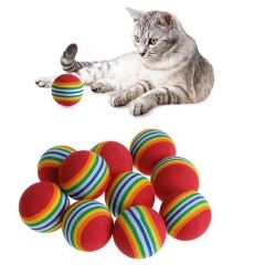 KanguruMarkt® 3lü Gökkuşağı Sünger Kedi Köpek Çiğneme Oyun Topu 4,2 cm