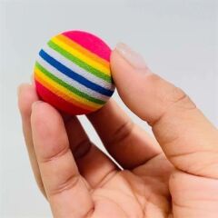 KanguruMarkt® 3lü Gökkuşağı Sünger Kedi Köpek Çiğneme Oyun Topu 4,2 cm