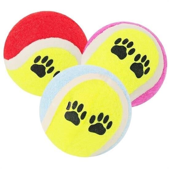 KanguruMarkt®  3lü Renkli Desenli Tenis Topu Kedi Köpek Oyuncağı