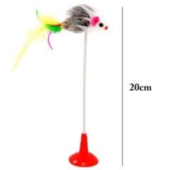 KanguruMarkt® 2li Vantuzlu Fareli Tüylü Hareketli Çanlı ve Esneyen Eğlenceli Peluş Kedi Oyuncağı