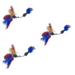 KanguruMarkt® Tüylü Tahta Boncuklu Zilli Kedi Oyuncağı Çok Renkli Kedi Oyuncak