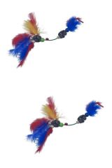 KanguruMarkt® Tüylü Tahta Boncuklu Zilli Kedi Oyuncağı Çok Renkli Kedi Oyuncak