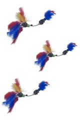 KanguruMarkt® Tüylü Tahta Boncuklu Zilli Kedi Oyuncağı Çok Renkli Kedi Oyuncak