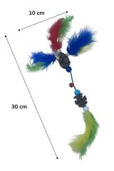KanguruMarkt® Tüylü Tahta Boncuklu Zilli Kedi Oyuncağı Çok Renkli Kedi Oyuncak