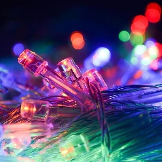 KanguruMarkt® 10 Metre 100 Ledli 8 Fonksiyonlu Karışık Renkli RGB Led Lamba