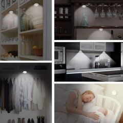 KanguruMarkt® 3lü Uzaktan Kumandalı Pilli Yapışkanlı Kablosuz Led Spot Lambalar