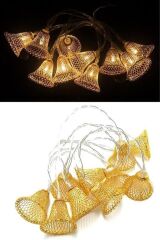 KanguruMarkt® Parti ve Özel Gün Dekorasyonu Çan Şeklinde Metal Şerit Led Işık