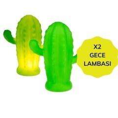 KanguruMarkt® Pilli Silikon Led Işıklı Sevimli Kaktüs Gece Lambası Aydınlatması