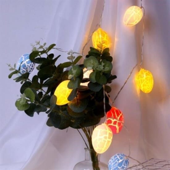 KanguruMarkt® 10lu Renkli Yumurta Şeklinde Dekoratif Dolama Led Aydınlatma