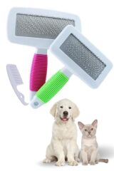 KanguruMarkt® Kedi Köpek Telli Küçük Boy Tüy Bakım Seti Evcil Hayvan Tarama Fırçası