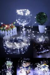 KanguruMarkt® Pilli 5 metre Dekoratif Peri Led Beyaz Aydınlatma Süsleme Lambası