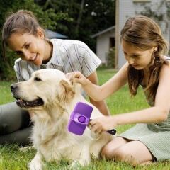 KanguruMarkt®  Otomatik Temizlenebilen Tuşlu Pratik Kedi Köpek Tüy Toplama Fırçası