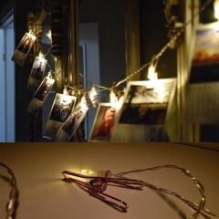 KanguruMarkt® Bakır Renkli Led Işıklı Fotoğraf Asma Işık Süsleme Mandalları