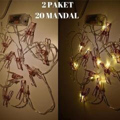 KanguruMarkt® Bakır Renkli Led Işıklı Fotoğraf Asma Işık Süsleme Mandalları