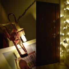 KanguruMarkt® Bakır Renkli Led Işıklı Fotoğraf Asma Işık Süsleme Mandalları