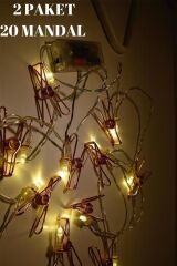 KanguruMarkt® Bakır Renkli Led Işıklı Fotoğraf Asma Işık Süsleme Mandalları