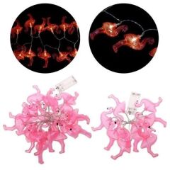 KanguruMarkt® 10lu Pilli Led Flamingo Dekoratif Işık Zinciri Aydınlatma 1,5 Mt
