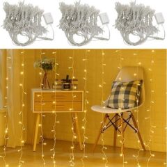 KanguruMarkt® 8 Fonksiyonlu 200 Led 10 Saçak Şerit Led 2x2 Perde İp Led  (Gün Işığı)