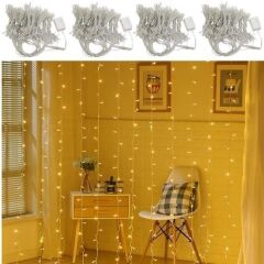 KanguruMarkt® 8 Fonksiyonlu 200 Led 10 Saçak Şerit Led 2x2 Perde İp Led  (Gün Işığı)